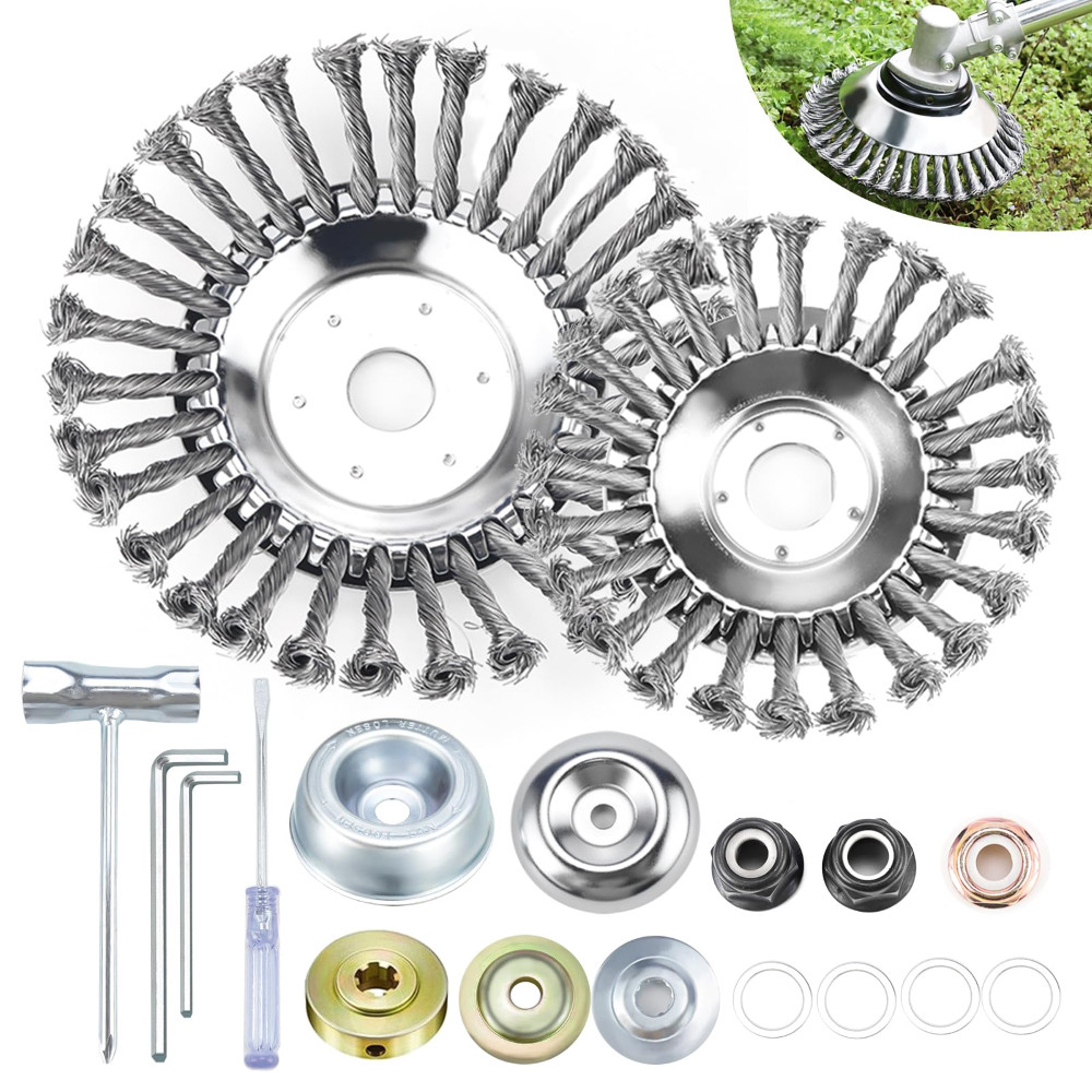 Testina a Spazzola in Acciaio Jeinbuil per Decespugliatore - Set 2 Pezzi