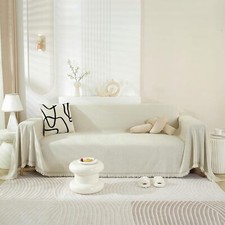 Beige Couch Covers Boho Sofa Cover, Chenille Couch Covers for 3 Cushion