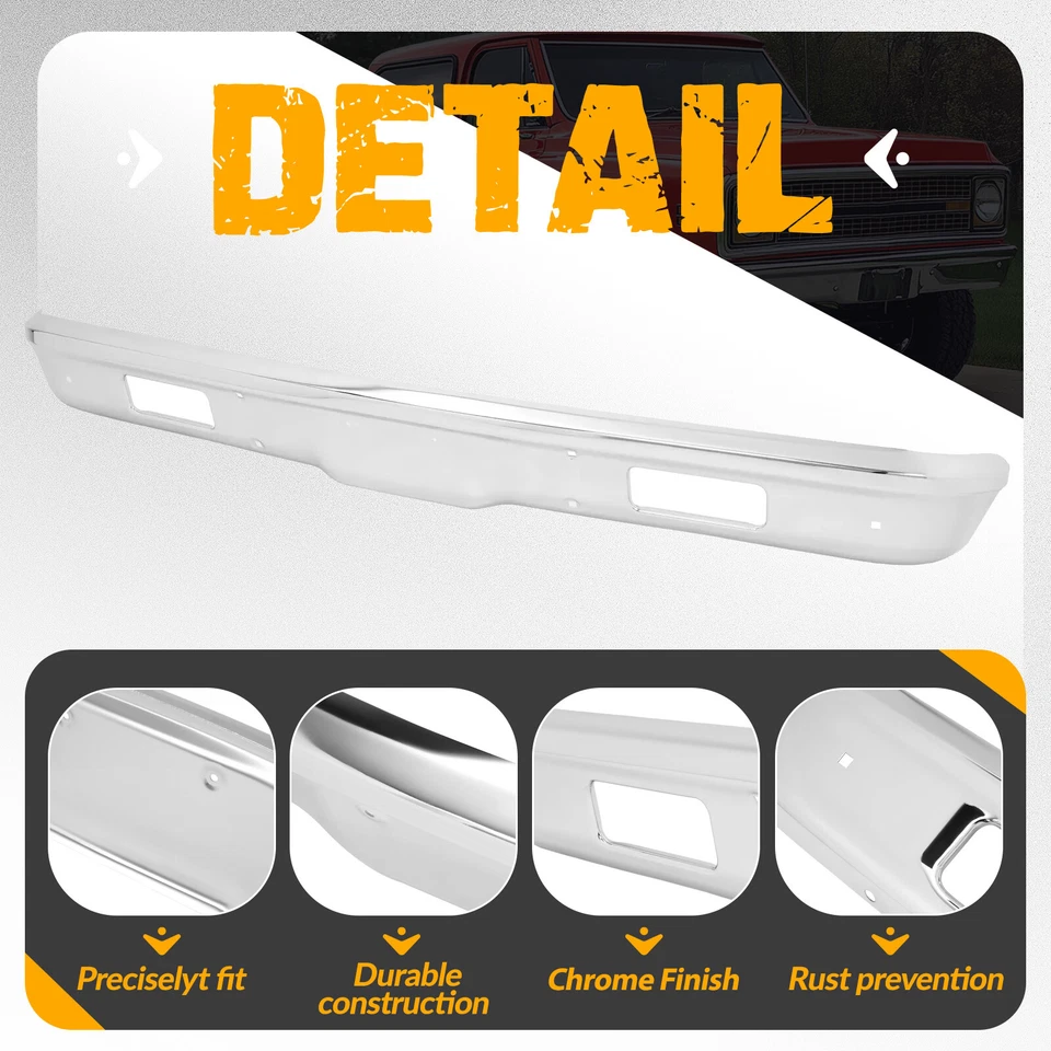 Barra frontal de parachoques cromada para Chevrolet Blazer GMC C15 K2500 1971 1972 Foto 4 de 4