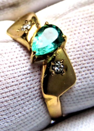 Anillo de oro de 18K con ESMERALDA Y DIAMANTES NATURALES - 第 1/6 張圖片