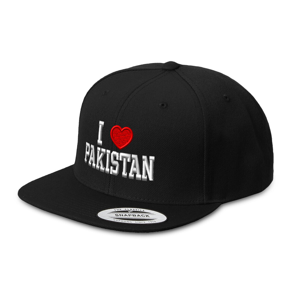 Snapback Hats for Men & Women I Love Pakistan Acrylic Flat Bill Baseball Cap