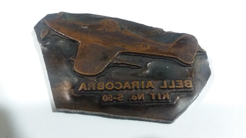 Vintage Metal Letterpress Plate AIRPLANE Bell Airacobra Kit S-50 Model A3