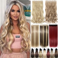 Real Natural One Piece Clip in Real Thick as Human Hair Extensions Full head US