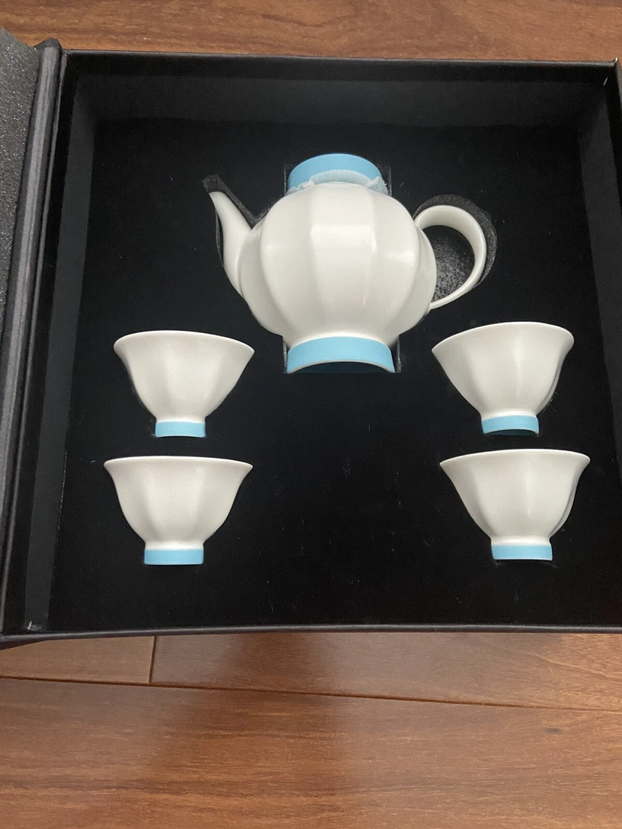 Lanterns By Teavana Classic Lantern Teapot Set White Turquoise 6 Piece New Box