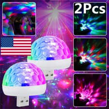 2Pcs Car Bar Mini USB Disco Ball Interior DJ Party Light Colorful US