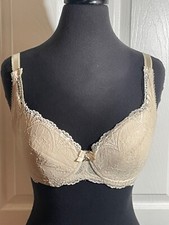 Alegro Lingerie Padded 30F Lily Lace Overlay Lined Underwire Beige Bra 9005