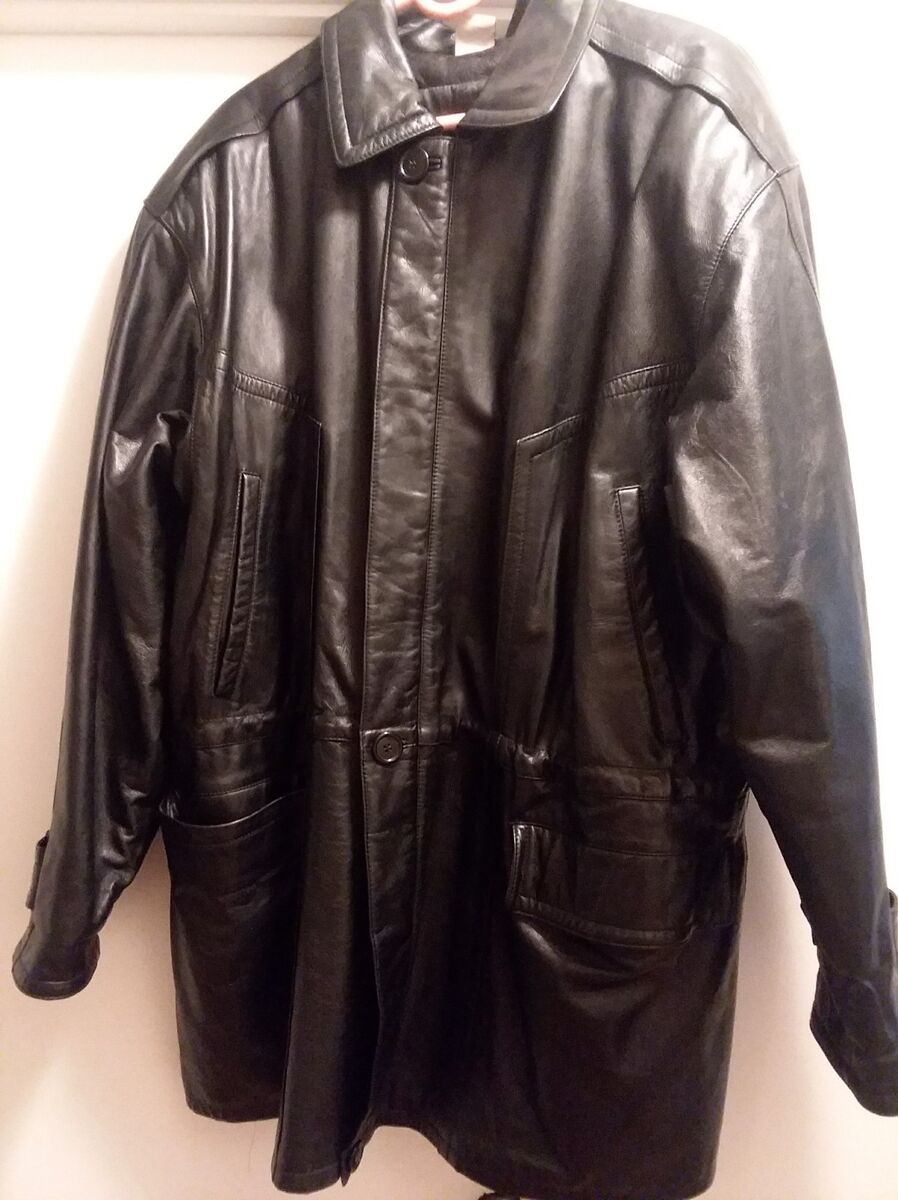 EUC High Fashion PERUZZI Men's 58 Black Leather Jacket EUC High Fashion PERUZZI Men's 58 Black Leather Jacket