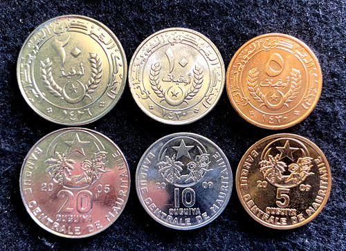 Mauritania 3 Coins Set 5, 10, 20 Ouguiya UNC World Coins