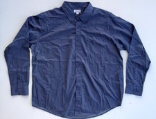 Haggar Dotted Long Sleeve Button Down Shirt Navy Blue Men's XXL