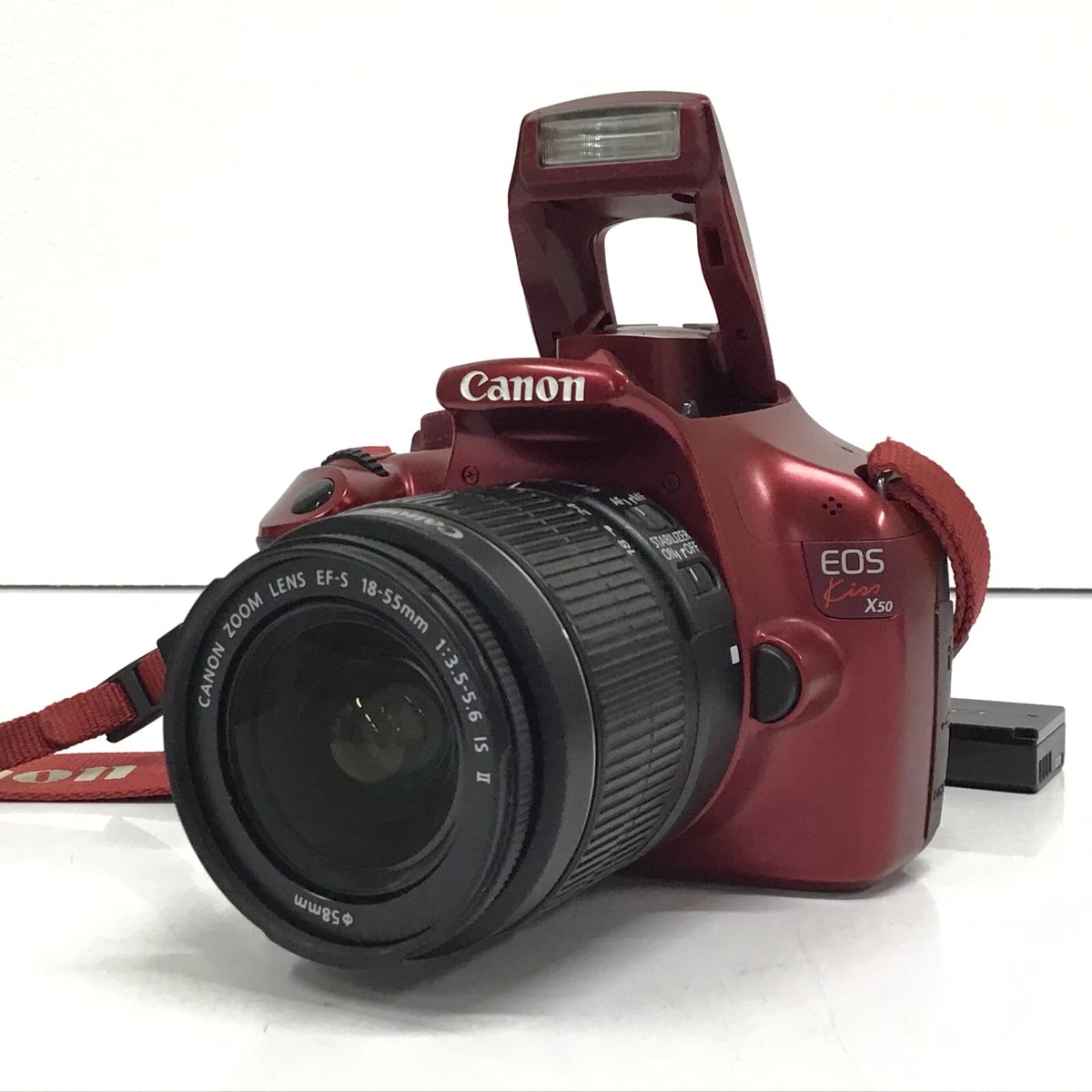 *EXC* Canon EOS Kiss X50 Digital Camera Red + EF-S 18-55mm f/3.5-5.6 IS Ⅱ Lens