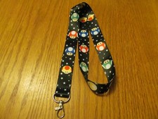 Mario Bros Mushroom  Black Lanyard MB3 NEW 