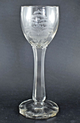 GROSSES ANTIKES GEORGISCHES WEINGLAS MIT GRAVUR 25cm