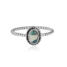 Twisted Wire Oxidized Opal Ring 925 Silver Handmade Ring Women's Jewelry