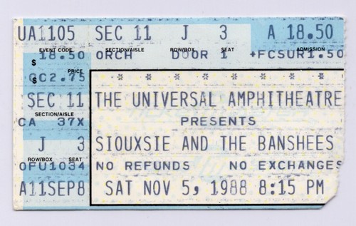 1988 SIOUXSIE SIOUX & THE BANSHEES Universal Amphitheater CA TICKET STUB