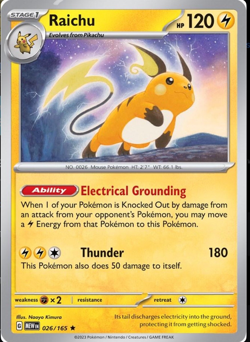 Raichu 26/165 - Reverse Holo 151 Scarlet Violet - NM | eBay