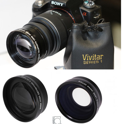 SONY ALPHA A33 A35 A37 A55 A57 A58 A65 3 LENS SET FISHEYE +MACRO +2.2X TELEPHOTO