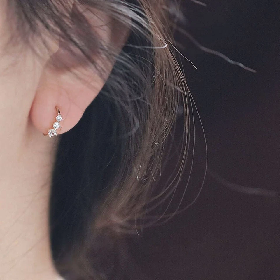 Most Viral Mini 0.30Ct Round Natural Diamond Half Hoop Earrings 14k Yellow Gold - Image 4 of 4