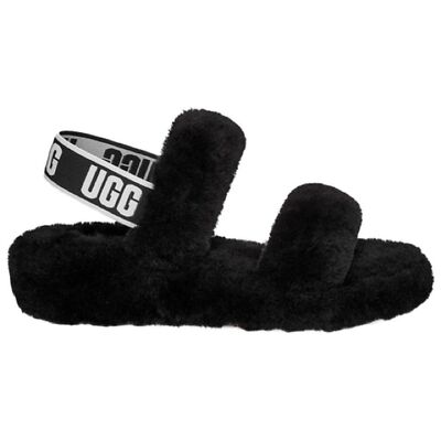 UGG Oh Yeah Slide baby black fur sandals slippers size shoes girl
