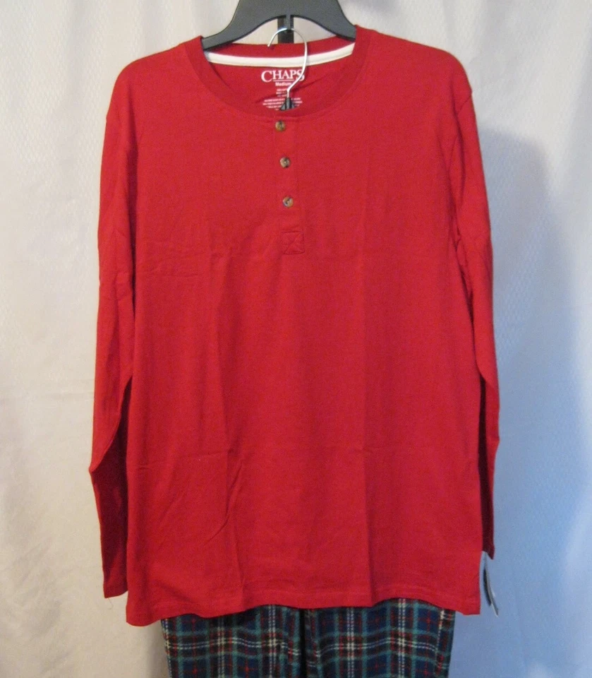 Conjunto de pantalones de dormir y henley Chaps para hombre NUEVO talla mediana Nuevo con etiquetas Foto 3 de 3