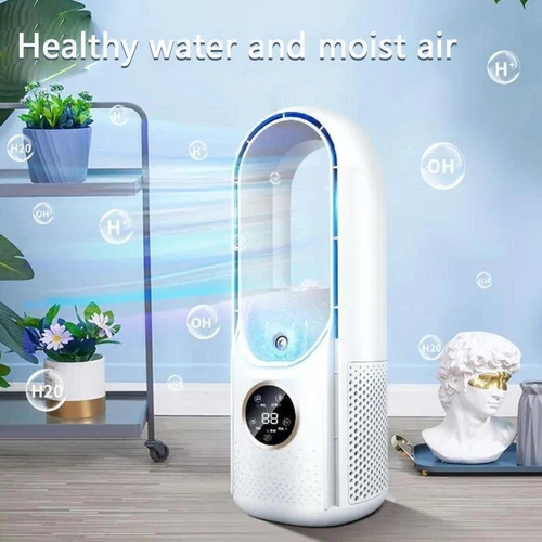 Portable Air 6 Speed Silent Timer Air Conditioner Cooler Leafless Electric Fan - Picture 3 of 18