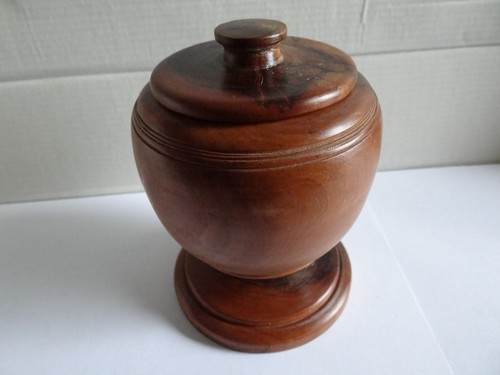 Vintage Handmade Wood Bowl Container With Lid - Picture 2 of 6