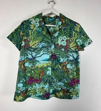 Tori Richard Honolulu Cotton Lawn Button-Up Tropical Hawaiian Shirt Large Green