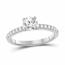 14kt White Gold Round Diamond Solitaire Bridal Wedding Engagement Ring 1 Ctw