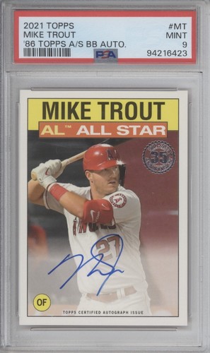 (PSA 9) MIKE TROUT 2021 Topps AUTO 1986 AL ALL-STAR SP Angels #MT