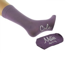 Personalised Couple Names Sole Mates Womens Purple Socks Size UK 4-8 - X6N483