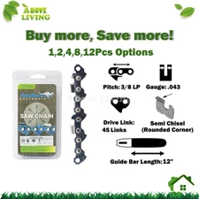 Chainsaw Chain 3/8 LP .043 45DL Semi Chisel For 12" Echo CS310 CS315 CS320TES