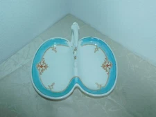 Porcelain Teak-Service KPM Scepter Brand! White-Turquoise Flat Zweigelappte