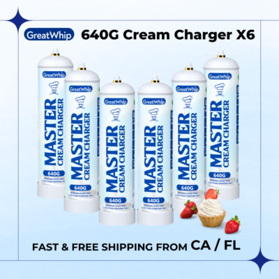 Whipped Cream Chargers Cannister 640g X 6 Tanks GreatWhip Ultra Pure Clean