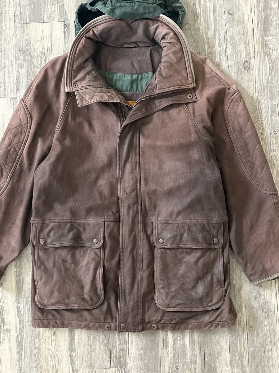90's Timberland leather×canvas jacket Vintage 90s Timberland Weathergear Leather Chore Field
