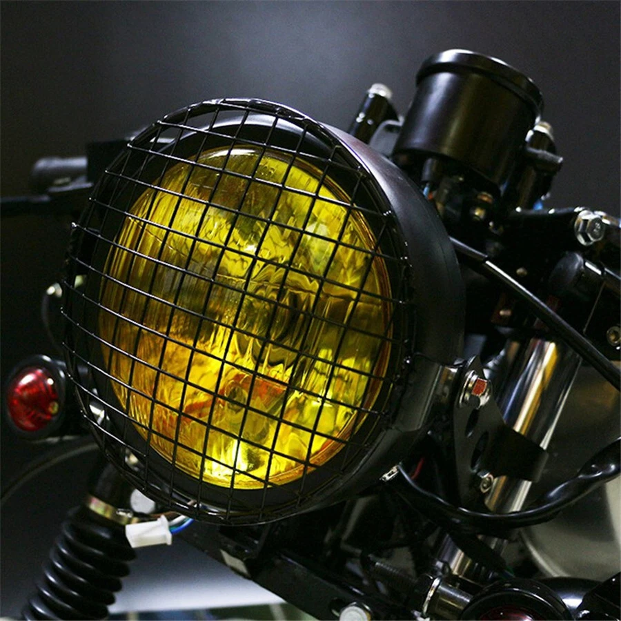 6.5in Motorcycle Headlight Cover Metal Square Grille Guard Protector Accessories - Изображение 3 из 4