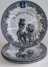 Royal Wessex Halloween Skeleton Goth Wedding Dinner Plates Til Death Do Us Part