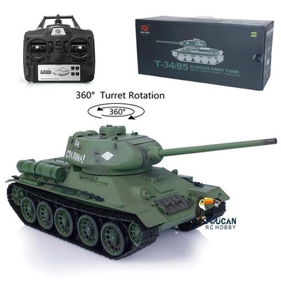 7.0 1:16 HengLong 3909 Soviet T34-85 RTR BB RC Tank 360° Turret IR Battle Smoke