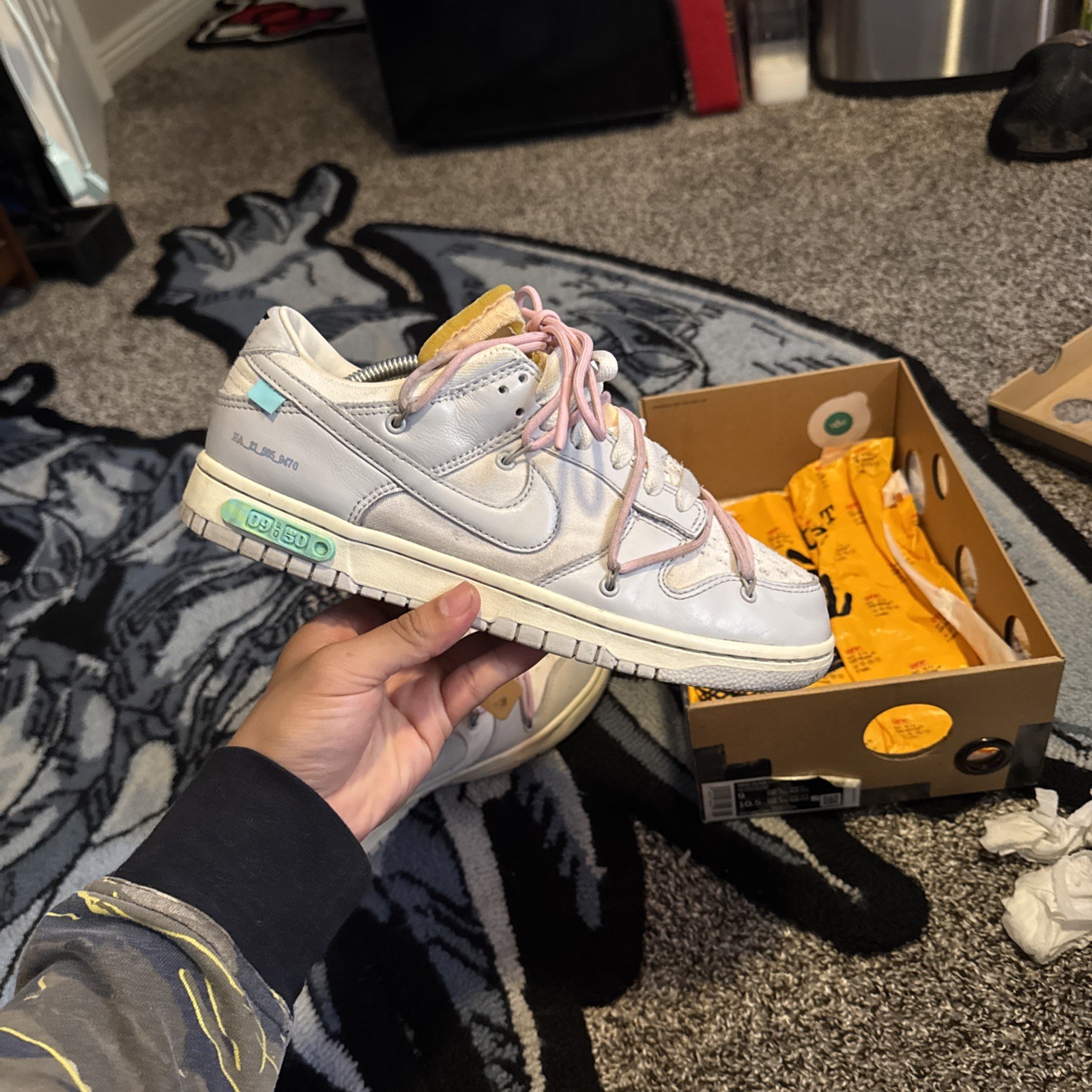 OFF WHITE X NIKE Taglia 9 Nike Off White x Dunk Low Lotto 09 di 50