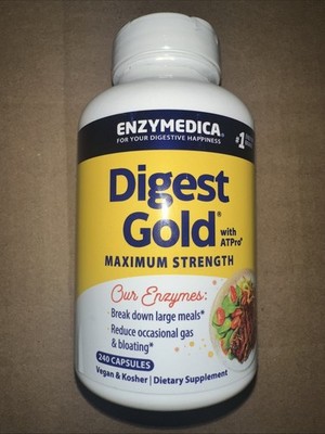 Enzymedica Digest Gold Max Strength w/ ATPro - 240 Caps, Exp 10/26
