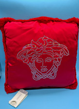VERSACE LUXURY RED WITH RHINESTONE MEDUSA THROW PILLOW 45×45 NEW WITH TAGS !