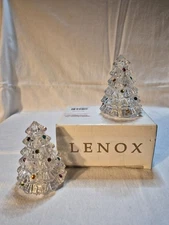 Vintage 2002 Lenox Lead Crystal Christmas Tree Salt/Pepper Shakers 🎄🎄!