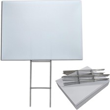 50 Pack Blank Yard Signs 18x24 with H-Stakes for Garage Sales Signs, Graduations