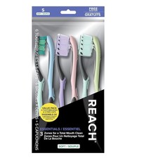Reach Essentials Toothbrush with Toothbrush Caps, Multi-Zoned Angled, 6 Count