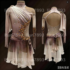 Ice skating dress Competition Figure Skating Twirling Costume brown dyeing