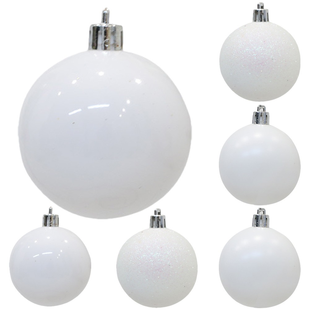 6Pcs White Plastic Christmas Decorations for Tree and Holiday Parties