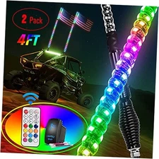  - TL-27 2PCS 4FT Spiral RGB Led Whip Light with Spring Base Chasing 2 Pack
