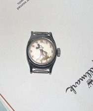 Vintage 1940s US Time Mickey Mouse Watch Original Dial Leather Band Not Working