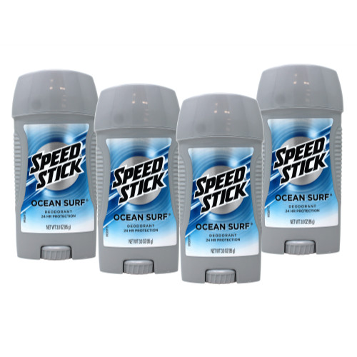 4 Pack Speed Stick Deodorant Clear Solid Ocean Surf 3Oz Each