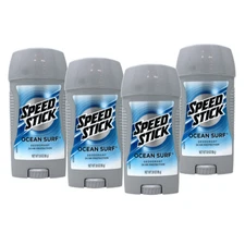 4 Pack Speed Stick Deodorant Clear Solid Ocean Surf 3Oz Each