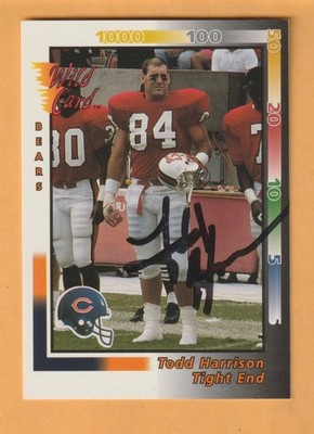 Todd Harrison NC State Wolfpack AUTO Signed 1992 Wild Card Chicago Bears