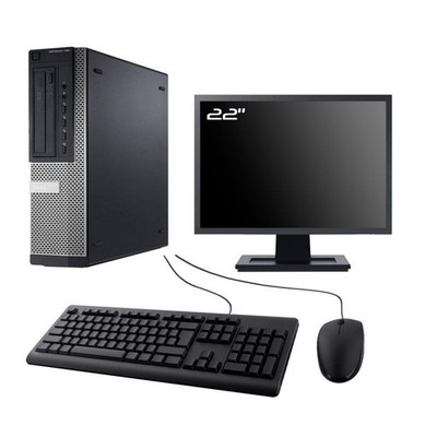 PC Dell Optiplex 790 DT Bildschirm 22'' Intel I7-2600 RAM 16GB SSD 960GB W10 Wifi